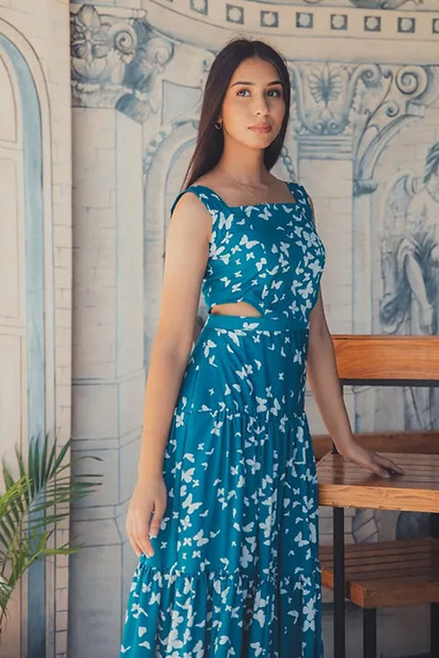 Marine Print Maxi Dress